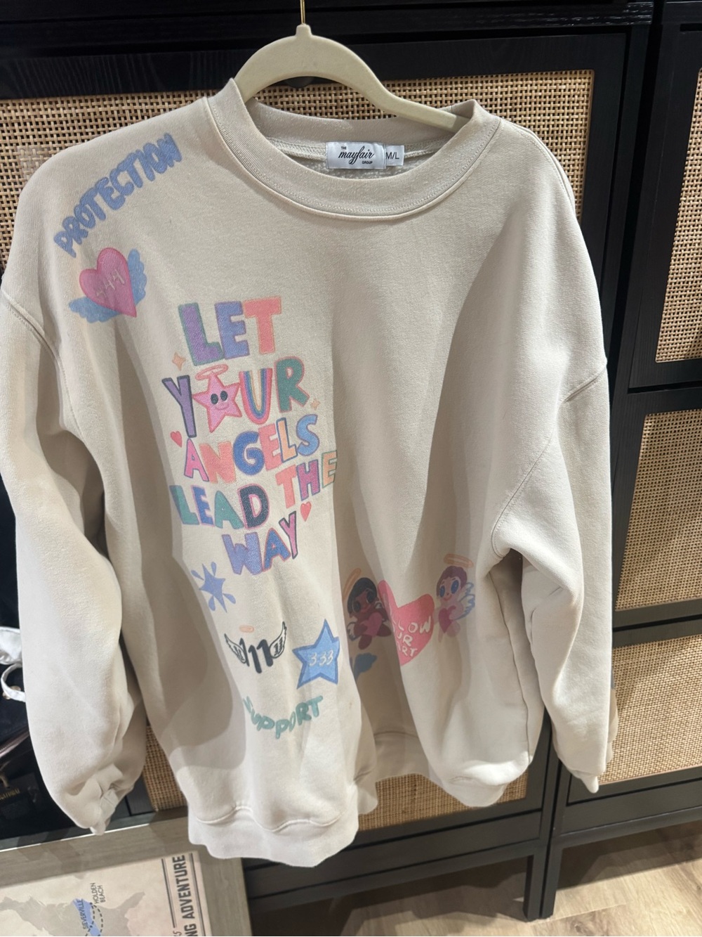 Women’s Mayfair Cream Graphic Sweatshirt - Let Your Angels Print